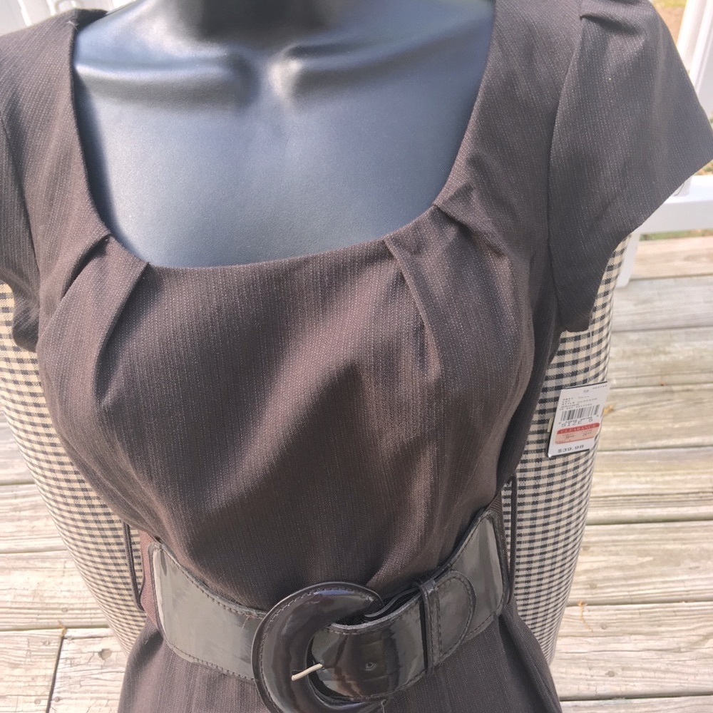 Career dress suit blazer jacket 2pc Jr 5 S new chocolate brown belted flattering